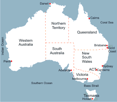 Australia Capital Cities Map Afp Cv