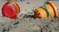 Buckets on the Beach at Christmas time.