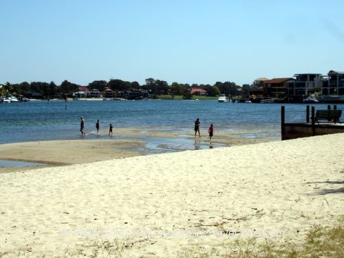 Budds Beach looking north west towards Paradise Waters and Cronin Island