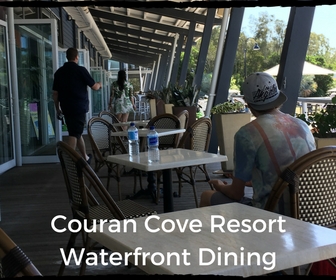 Waterfront dining overlooking the marina at Couran Cove