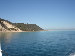 First views of Moreton Island sand on way to Tangalooma