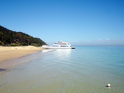 Tangalooma Island Ferry on the sand.