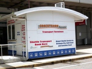 Brisbane Airport Shuttle Buses Go from outside the terminals.