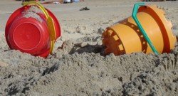 Buckets on the Beach at Christmas time.