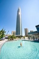 Q1 Gold Coast Resort & Spa - view from swimming pool to tower.