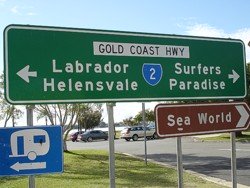 Road sign to Sea World Gold Coast