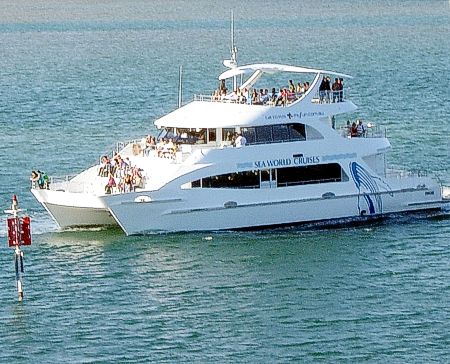 Seaworld Gold Coast Boat on Broadwater for afternoon Sunset cruise.