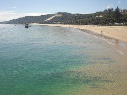 Beachfront at Tangalooma from the boat jetty.