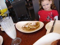 Kids pancakes and milkshake for breakfast! What more could a kid want?